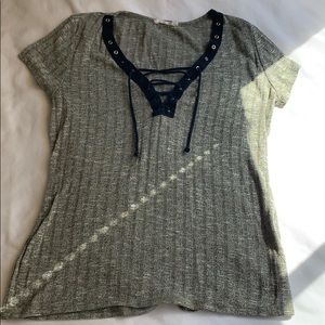 Green shirt with tie up detail